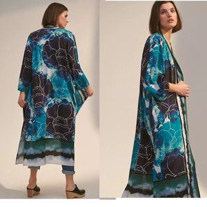 Anthropologie Blue Floral Kimono Top